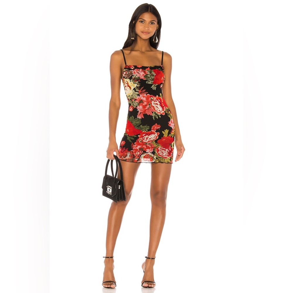 Superdown Marnie Mini Dress in Black Floral NWT Small
